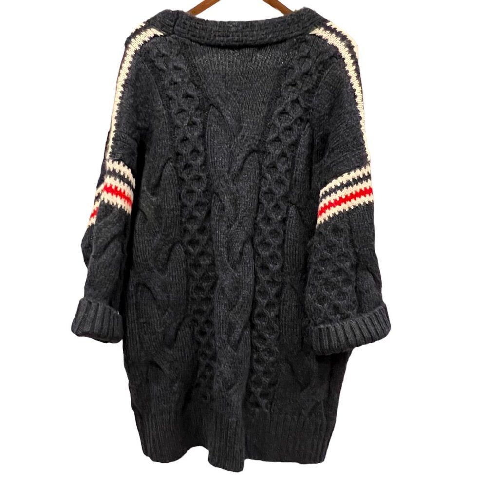 POL Oversized Chunky Cable Knit Long Button Cardigan, Pockets, NWT, Navy, M - Picture 5 of 8